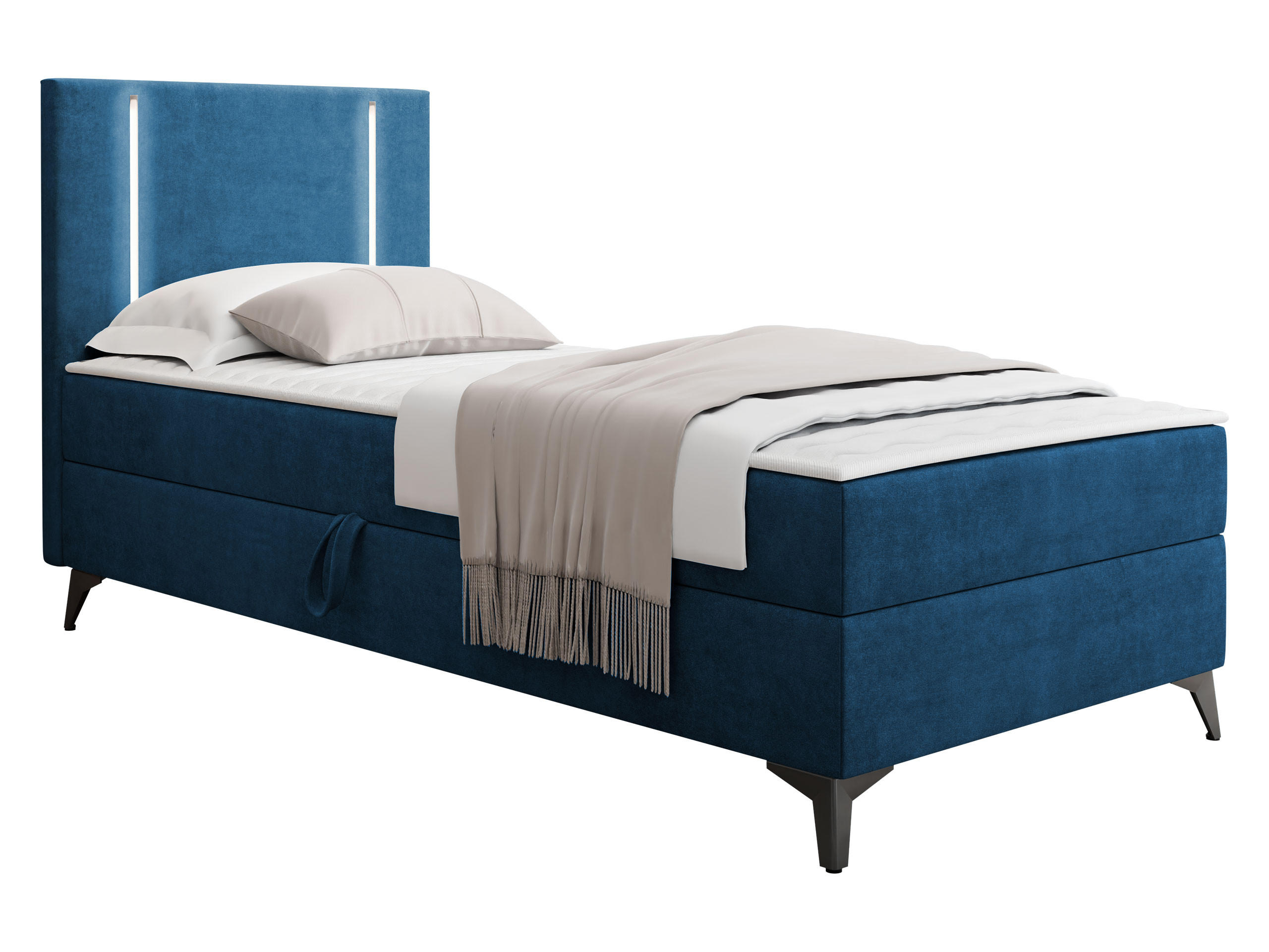 BOXBETT Ono 1, Setite: Links - Blau/Schwarz, Holz/Textil (90/200cm) - MIRJAN24