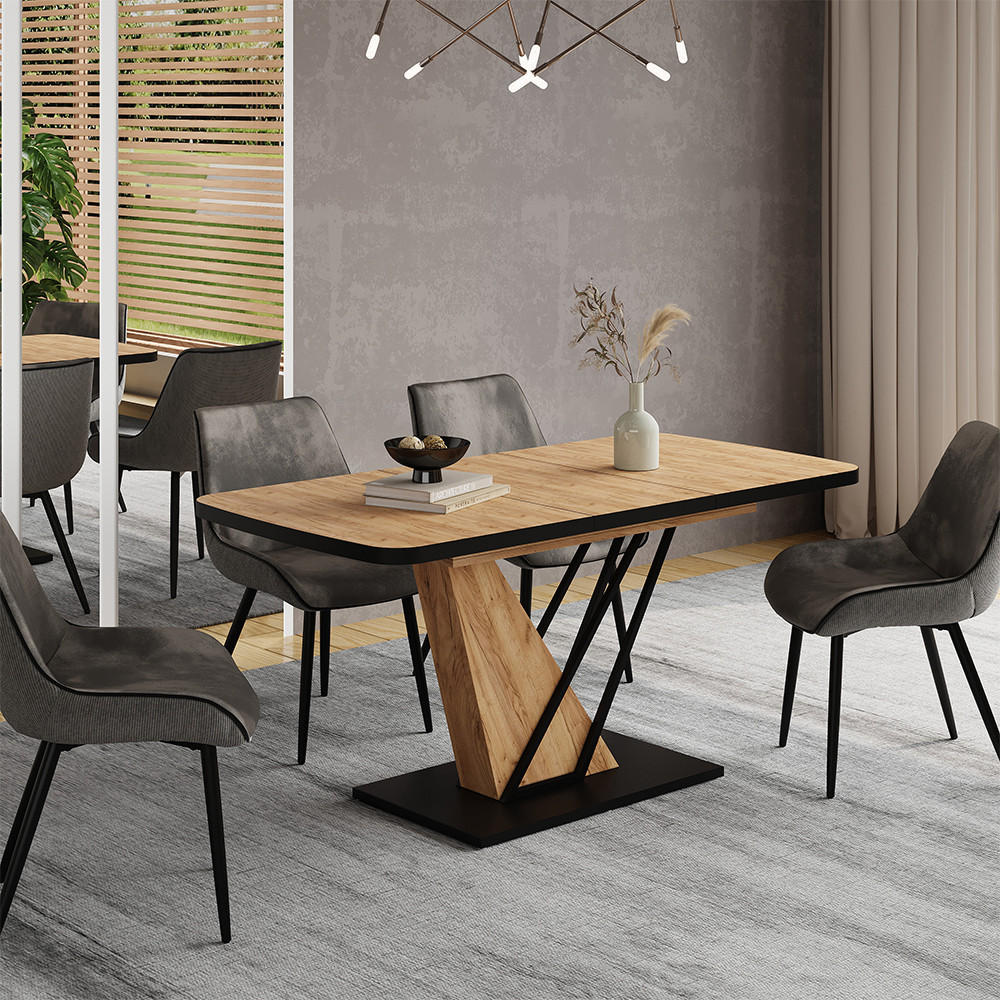 JEDÁLENSKÝ STÔL Fenaro Čierna/dubová - čierna/farba duba, kompozitné drevo (80/120/77.4cm) - Vicco