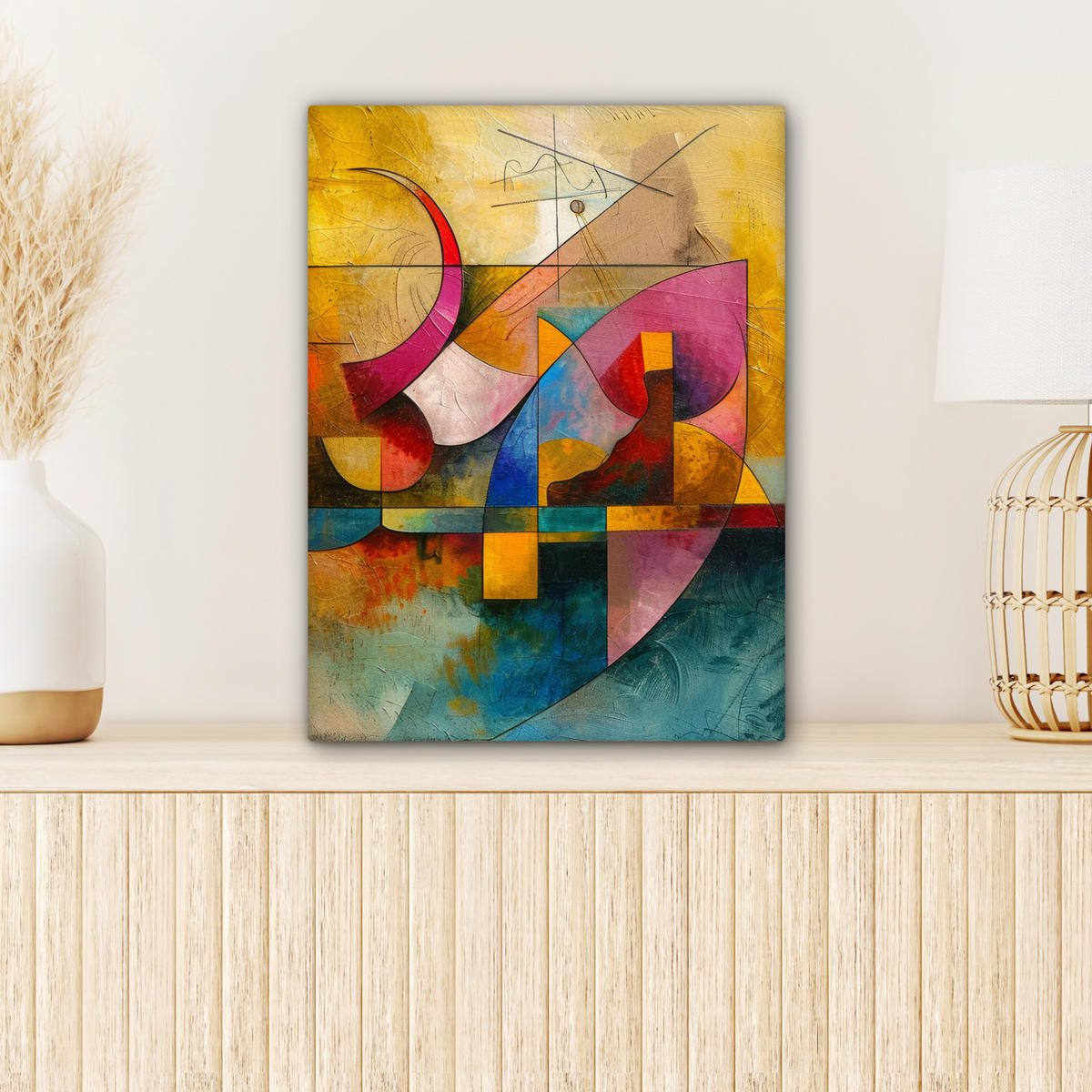 LEINWANDBILD Kunst - Abstrakt - Modern Room Decor 30x40 cm - Gelb, Textil (30/40cm) - MuchoWow