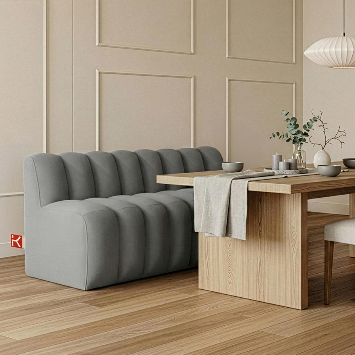 ESSZIMMERBANK CORDA, Hellgrau - Hellgrau, Holz/Holzwerkstoff (163/78/71cm) - KONSIMO®