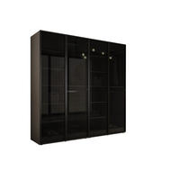 KLEIDERSCHRANK, Platingrau / Antisol Glas, 200 x 200 x 51 cm - Platinfarben/Schwarz, Holzwerkstoff (200/200/51cm) - 3XE LIVING