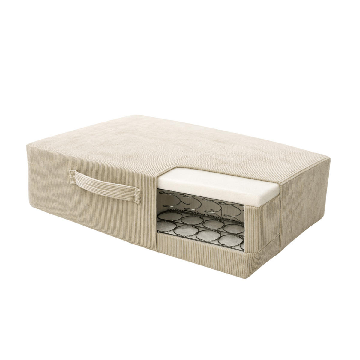 HÜPFPOLSTER Cordsamt Beige - Beige, Textil (78/24/60cm) - AngeLove