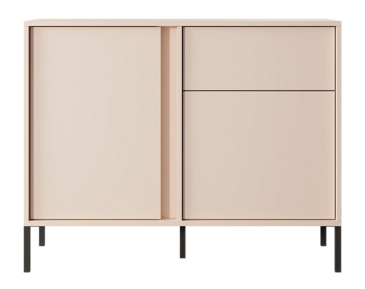 SIDEBOARD Piemontesia 2T 1S Beige 103,3/81,4/39,5 cm – mit Push-to-Open-Funktion - Beige/Schwarz, Holzwerkstoff/Metall (103.3/81.4/39.5cm) - AX Living