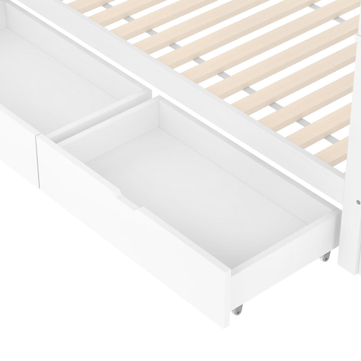 ETAGENBETT 90x200cm Weiß mit 2 Schubladen EN747-1 Treppenregal - Weiß, Holz (90/200cm) - FLIEKS