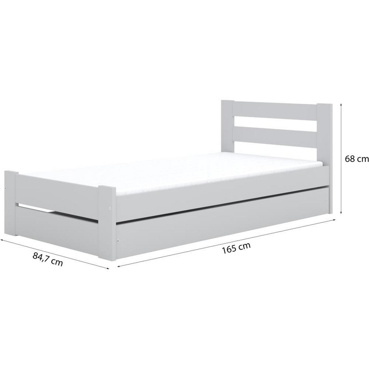 JUGENDBETT Emil 80/160 weiß mit Matratze - Weiß, Holzwerkstoff (80/160cm) - Beautysofa