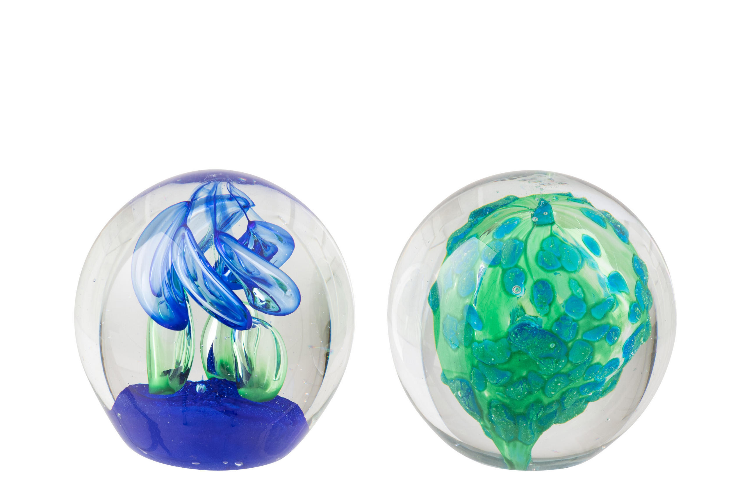 BRIEFBESCHWERER BALL (2ER SET) - Blau, Glas (8/8/8cm) - J-Line