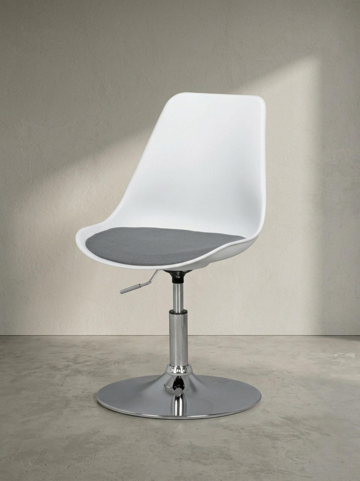 DREHSTUHL Kunstleder Trompetenfuß Chromgestell, Grau 46x46x88 cm - Silberfarben/Grau, Textil/Metall (46/88/46cm) - KADIMA DESIGN