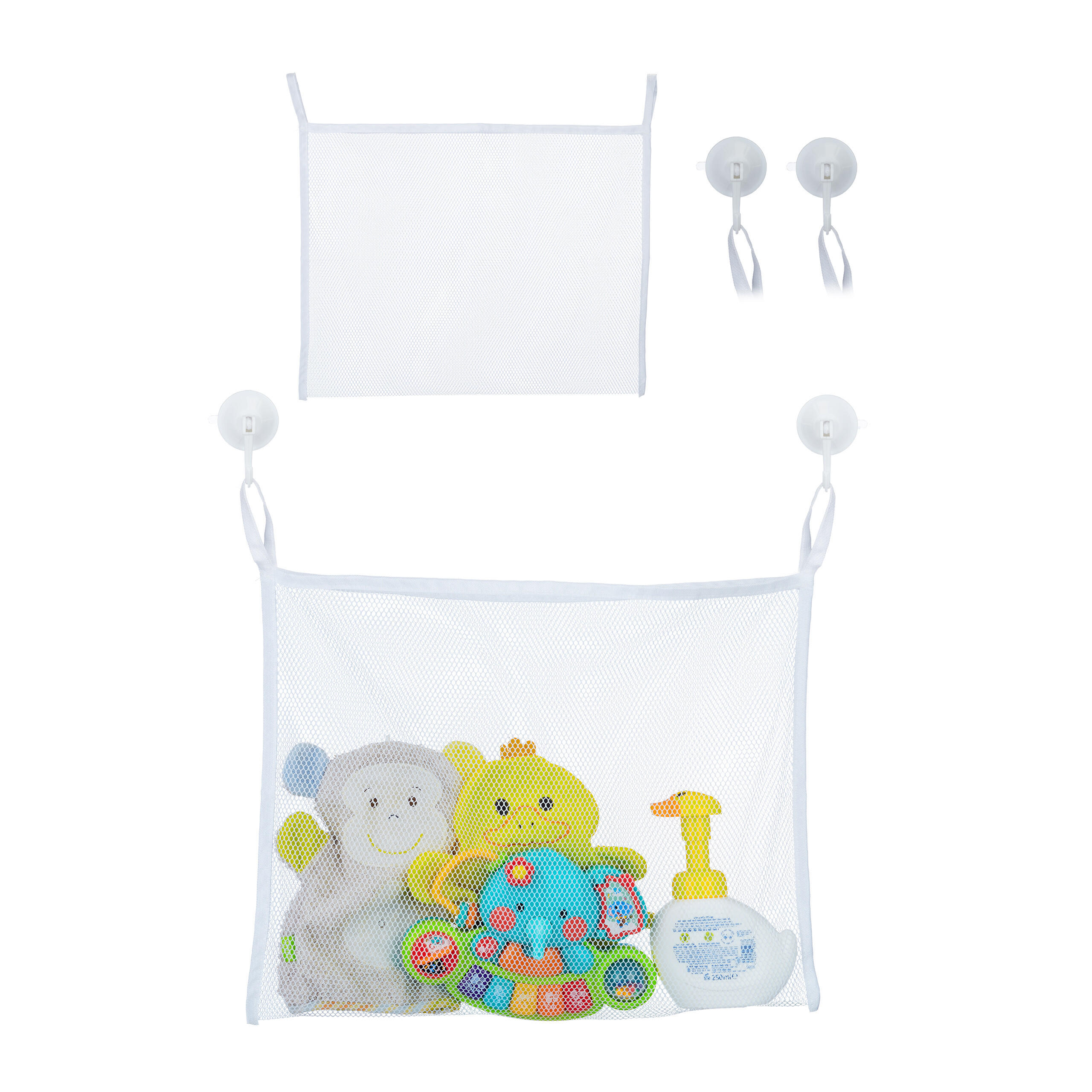 BADWANNENNETZ Weiß 2er-Set Mesh mit Saugnäpfen 47 cm - Weiß, Kunststoff/Textil (3/45/47cm) - Relaxdays