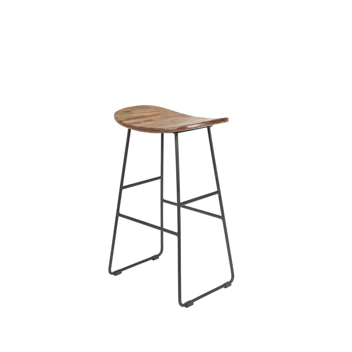 BARHOCKER aus recyceltem Teakholz und Metall, H62 cm - Tangle - color_natural - Naturfarben, Holz (40/65/30cm) - Drawer