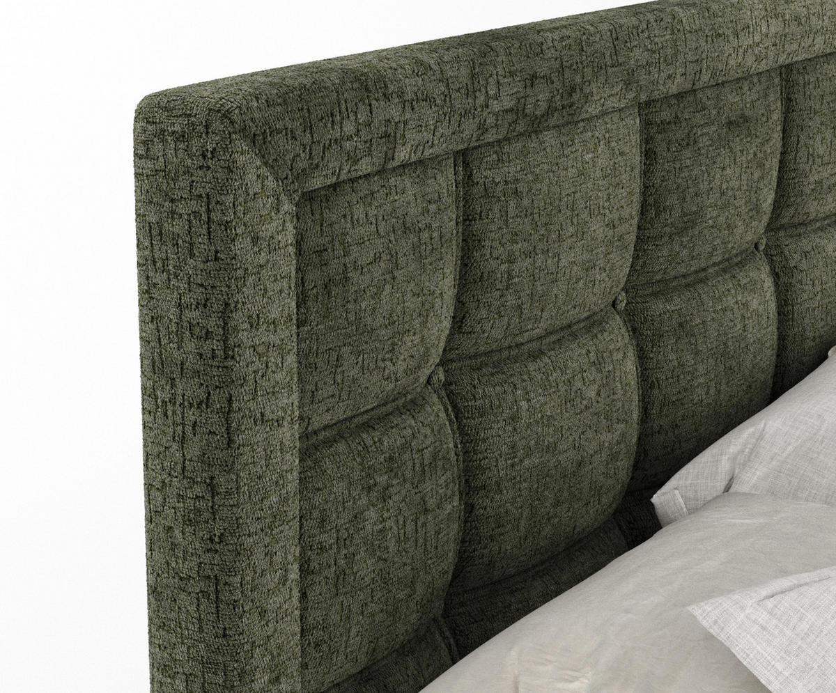 BOXSPRINGBETT Ambrosia Olivenfarbe 140/200 cm - Schwarz/Olivgrün, Holz/Holzwerkstoff (140/200cm) - Maison de Reve