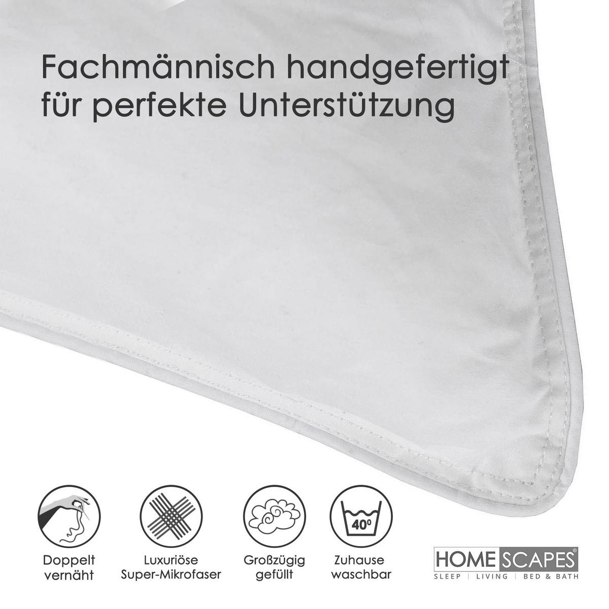 KOPFKISSEN 2er-Set Federkissen 48/74 cm - Weiß, Textil (48/74cm) - Homescapes
