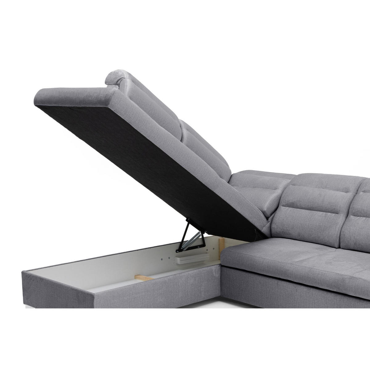 ECKSOFA U-Form CLOUD U Links mit Schlaffunktion 120x252 Velours Grau - Silberfarben/Grau, Holz/Kunststoff (320/103/202cm) - Muffo