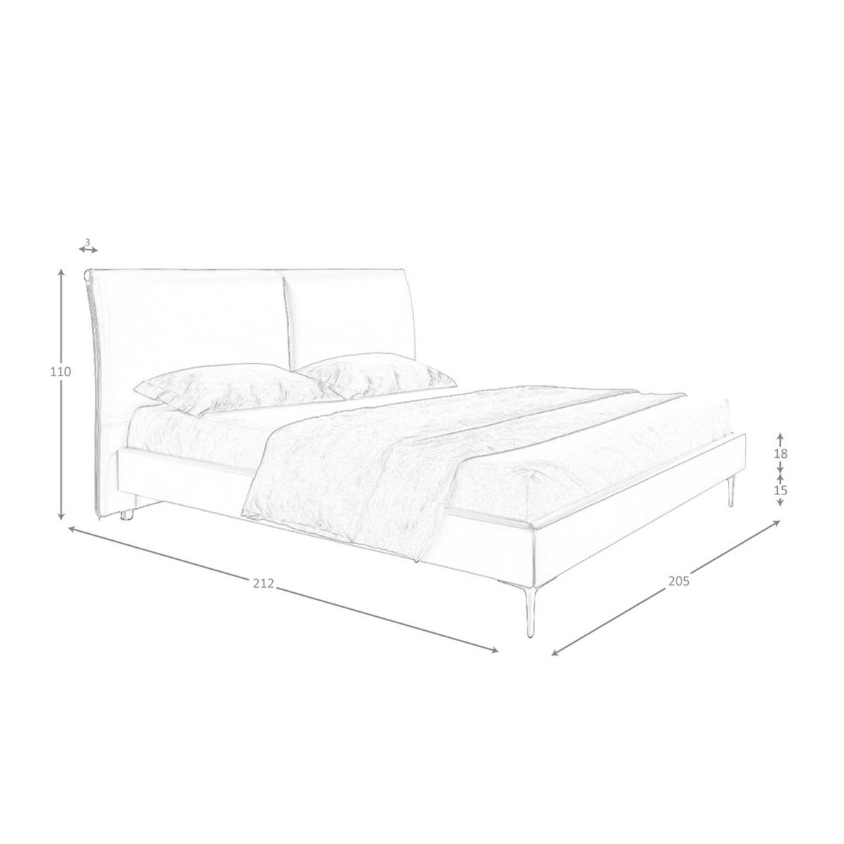 BETT Bett aus braunem Kunstleder 205/212/110 cm - Schwarz/Braun, Leder (180/200cm) - ANGEL CERDA