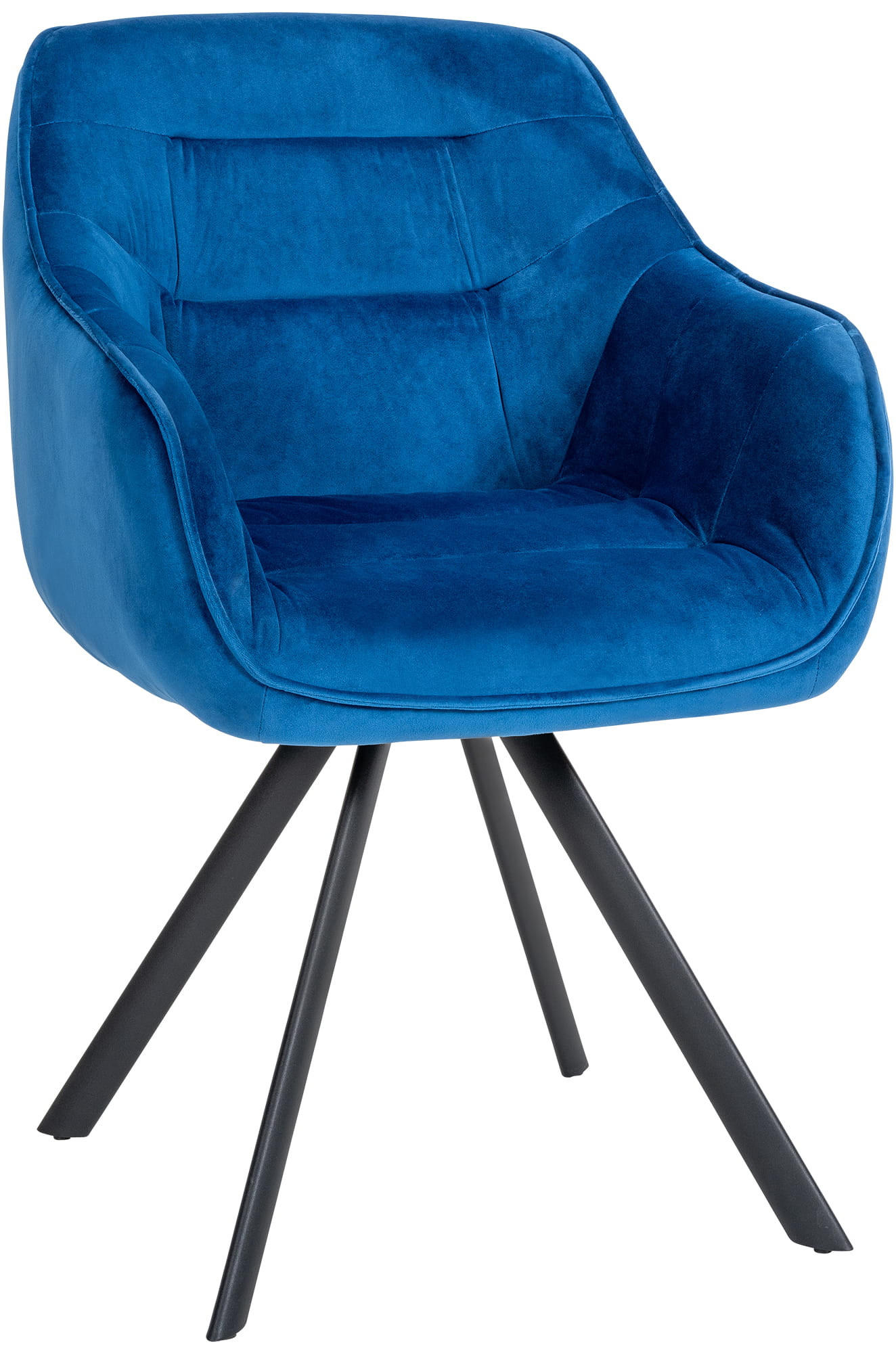 ARMLEHNENSTUHL Samt blau - Blau/Schwarz, Textil/Metall (57/90/63cm) - CLP