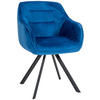ARMLEHNENSTUHL Samt blau - Blau/Schwarz, Textil/Metall (57/90/63cm) - CLP