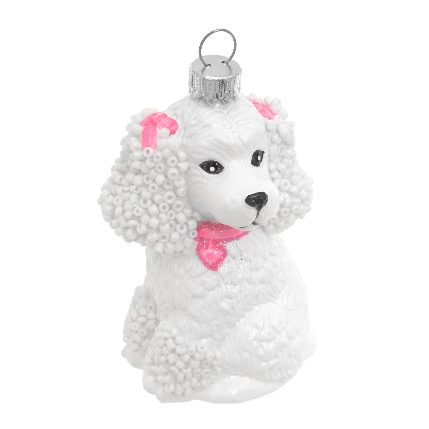 CHRISTBAUMSCHMUCK Pudel Weiß 10cm (Glas / 1 Stk.) - Weiß, Glas (5/10/4cm) - Krebs Glas Lauscha