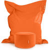 XXL-SITZSACK + Pouf 2er Set - 140x180cm - Orange, Textil (140/25/180cm) - Green Bean