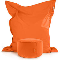 XXL-SITZSACK + Pouf 2er Set - 140x180cm - Orange, Textil (140/25/180cm) - Green Bean