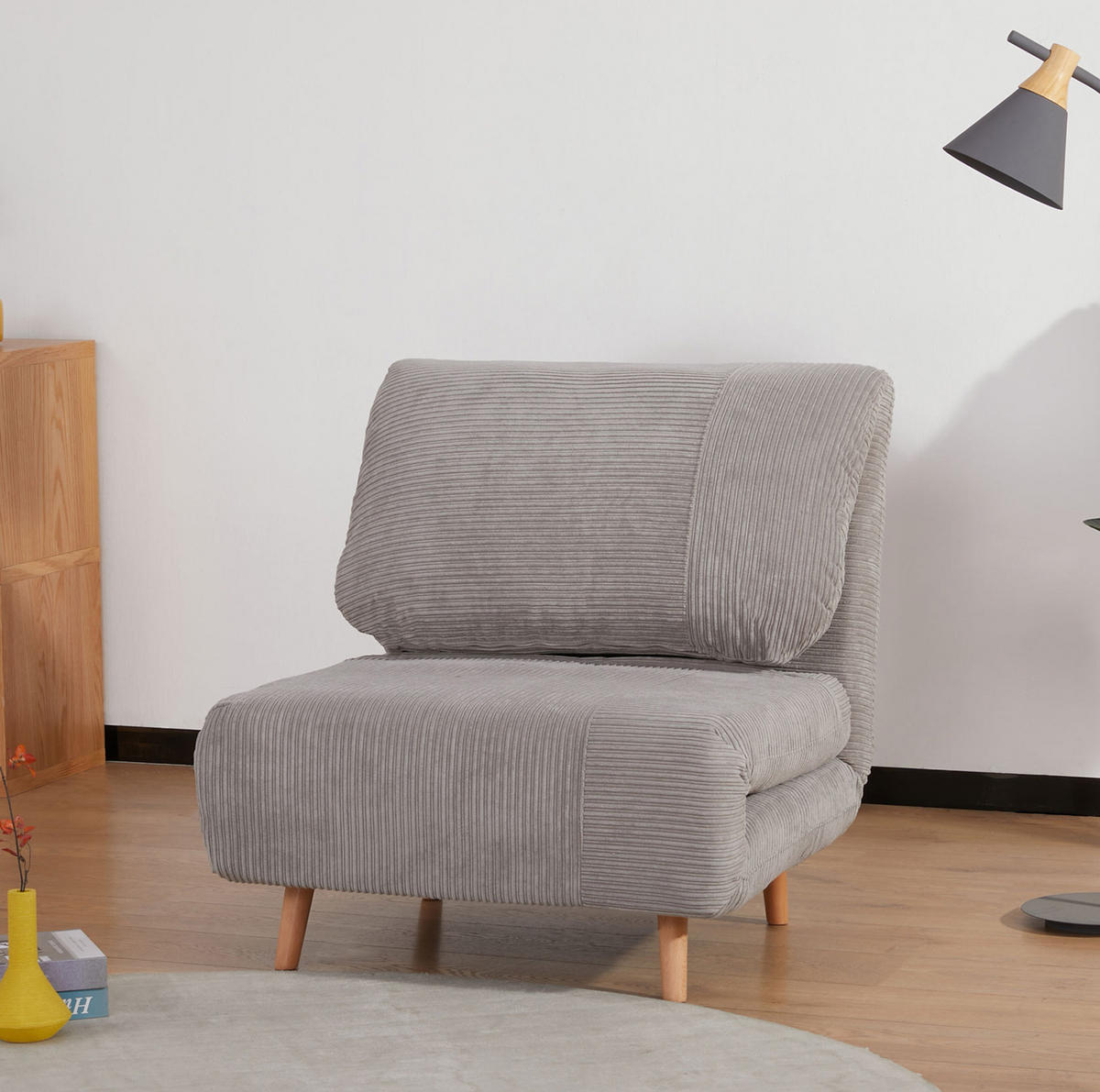 SCHLAFSOFA in Hellgrau 89x82x83 cm mit 3-fach verstellbarer Rückenlehne - Hellgrau, Holz (82/83/89cm) - IVMEU