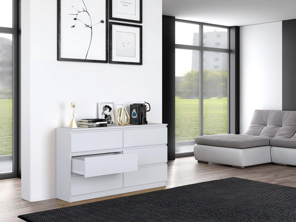 KOMMODE Malwa weiß, 75 x 138 x 40 cm - Weiß, Holzwerkstoff (138/75/40cm) - Selsey