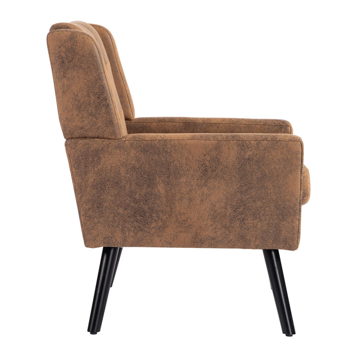 POLSTERSTUHL Wildleder-Optik mit Tufting, Massivholzbeinen 68/76/88 cm Dunkelbraun 130 kg - Dunkelbraun, Textil (76/88/68cm) - Redom