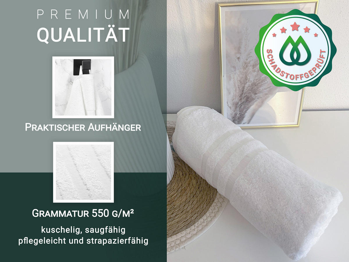HANDTÜCHER, 10er-Set, 50x100 cm, 100% Baumwolle, Weiß - Weiß, Textil (50/100cm) - Zollner