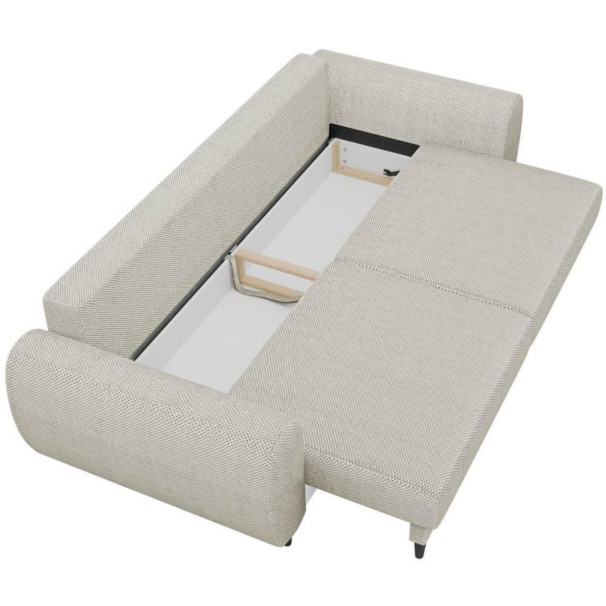 3-SITZER SCHLAFSOFA Cortez beige - Beige/Schwarz, Textil (251/76/95cm) - Beautysofa