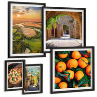 BILDER SET 5er Set - 50x50 cm & 20x30 cm & 40x60 cm Schwarzer Rahmen - Charmante Straßen mit Steinen - Schwarz, Kunststoff (40/60cm) - TULUP