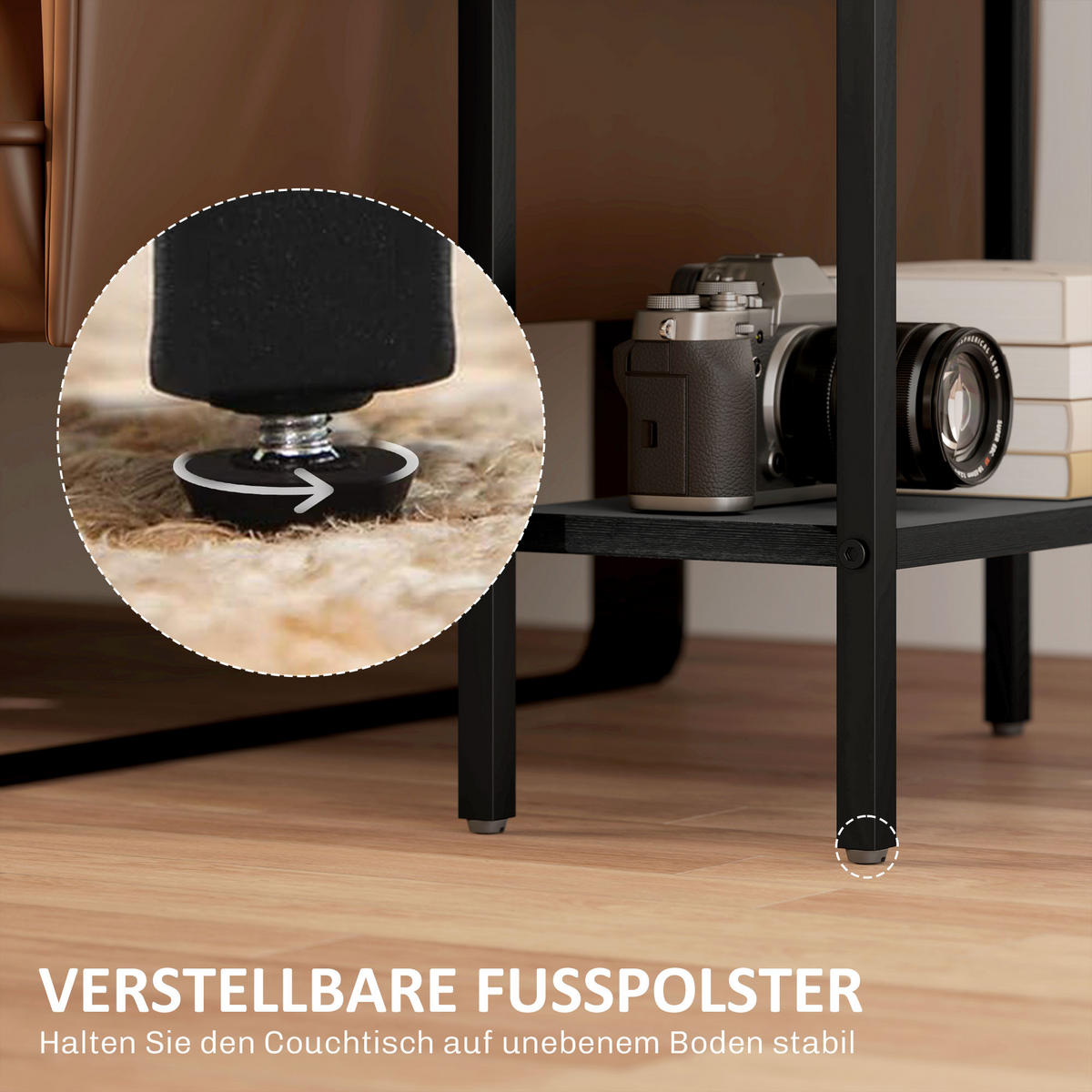 BEISTELLTISCH mit 2 Ablagen, Schwarz - Schwarz, Karton (43/18/62.5cm) - HOMCOM
