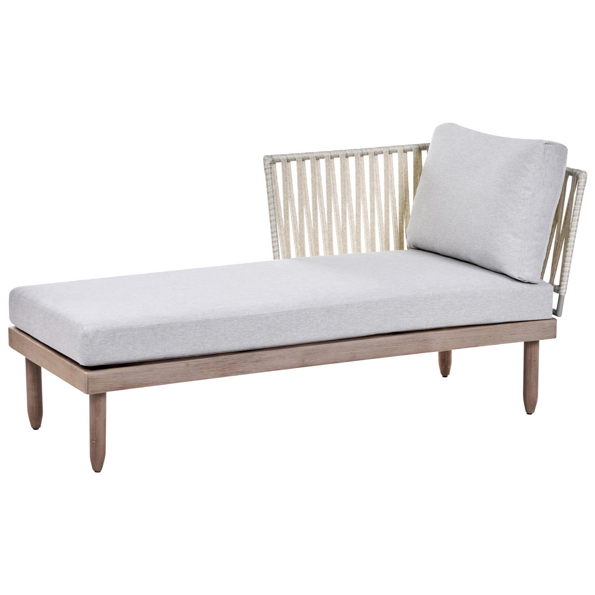 LOUNGE-SET mit Tisch 4-Sitzer Akazienholz rechtsseitig Braun/Grau Cremona - Creme/Braun, Holz - Beliani