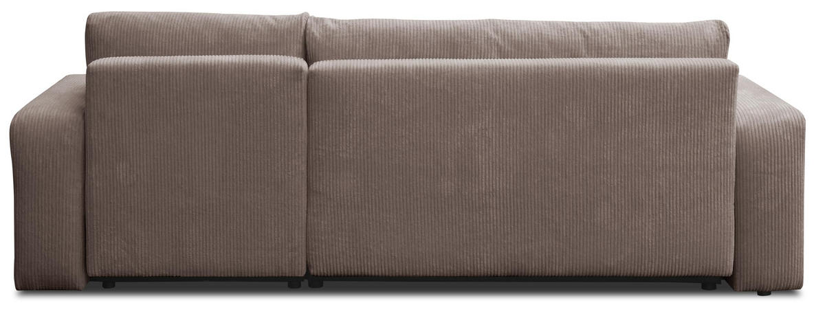 ECKSOFA LUNA mit Schlaffunktion und Bettkasten Cord-Stofff (Braun) - Braun, Textil (244/142cm) - VENASI MÖBEL