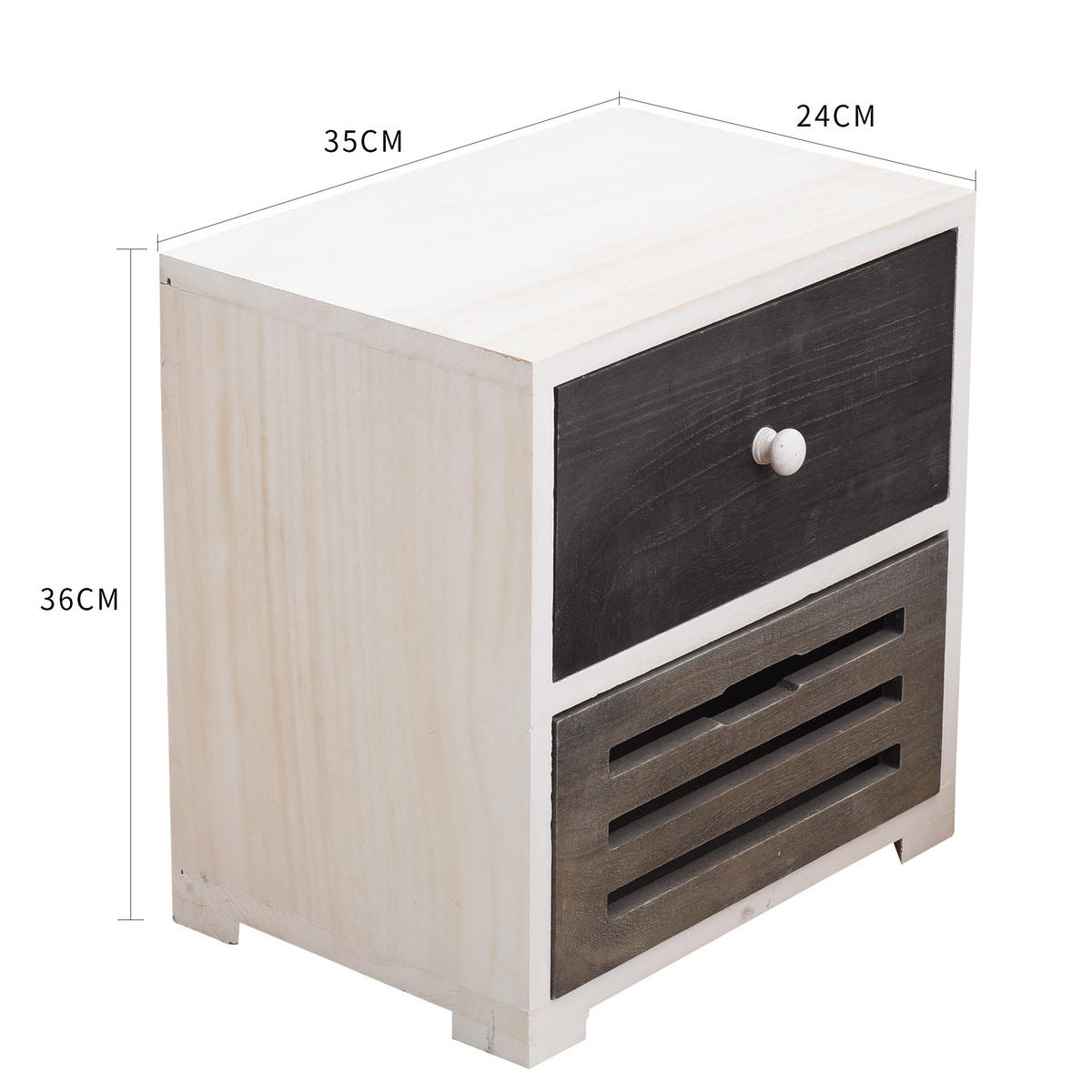 NACHTTISCH Weiß 24/35/36 cm - Weiß, Holz (24/36/35cm) - Mobili Rebecca