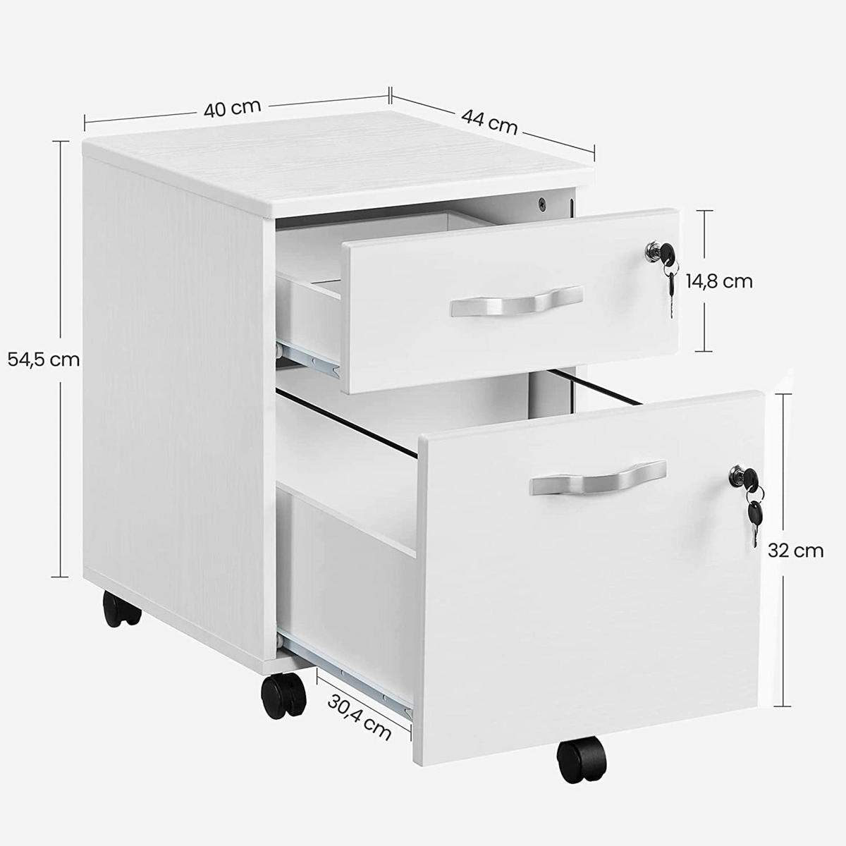ROLLCONTAINER - Weiß, Holzwerkstoff (40/55/44cm) - Hansiro