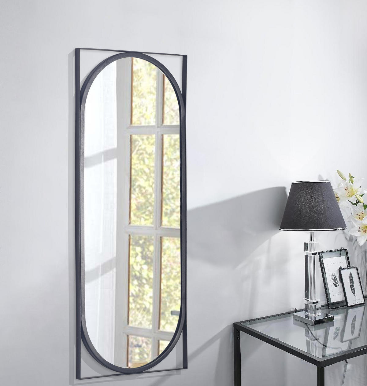 WANDSPIEGEL Rechteckig Metall Schwarz 37x91 cm Modern - Schwarz, Glas (37/91/3cm) - KADIMA DESIGN