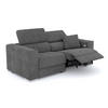 SOFA QUARTZ 3-Sitzer mit 1 Relaxfunktion, dunkelgrau - Dunkelgrau/Silberfarben, Holzwerkstoff/Textil (204/80/102cm) - Courtois Laville