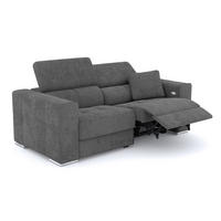 SOFA QUARTZ 3-Sitzer mit 1 Relaxfunktion, dunkelgrau - Dunkelgrau/Silberfarben, Holzwerkstoff/Textil (204/80/102cm) - Courtois Laville
