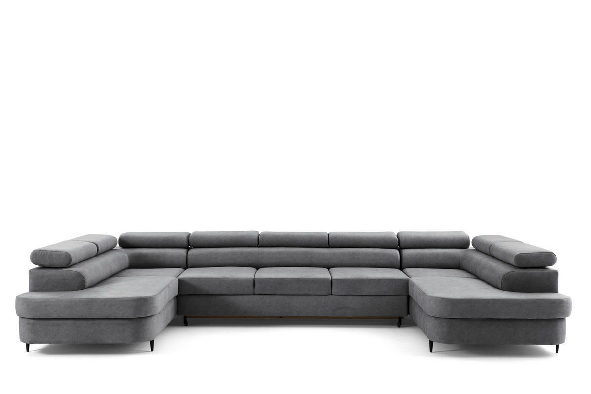 ECKSOFA U-Form PRIAM MAXI U2 XXL Ecksofa U-form 400 cm mit Schlaffunktion, 2 Bettkästen & Kopfteilverstellung Grau - Grau, Holz/Textil (400/91/203cm) - Muffo