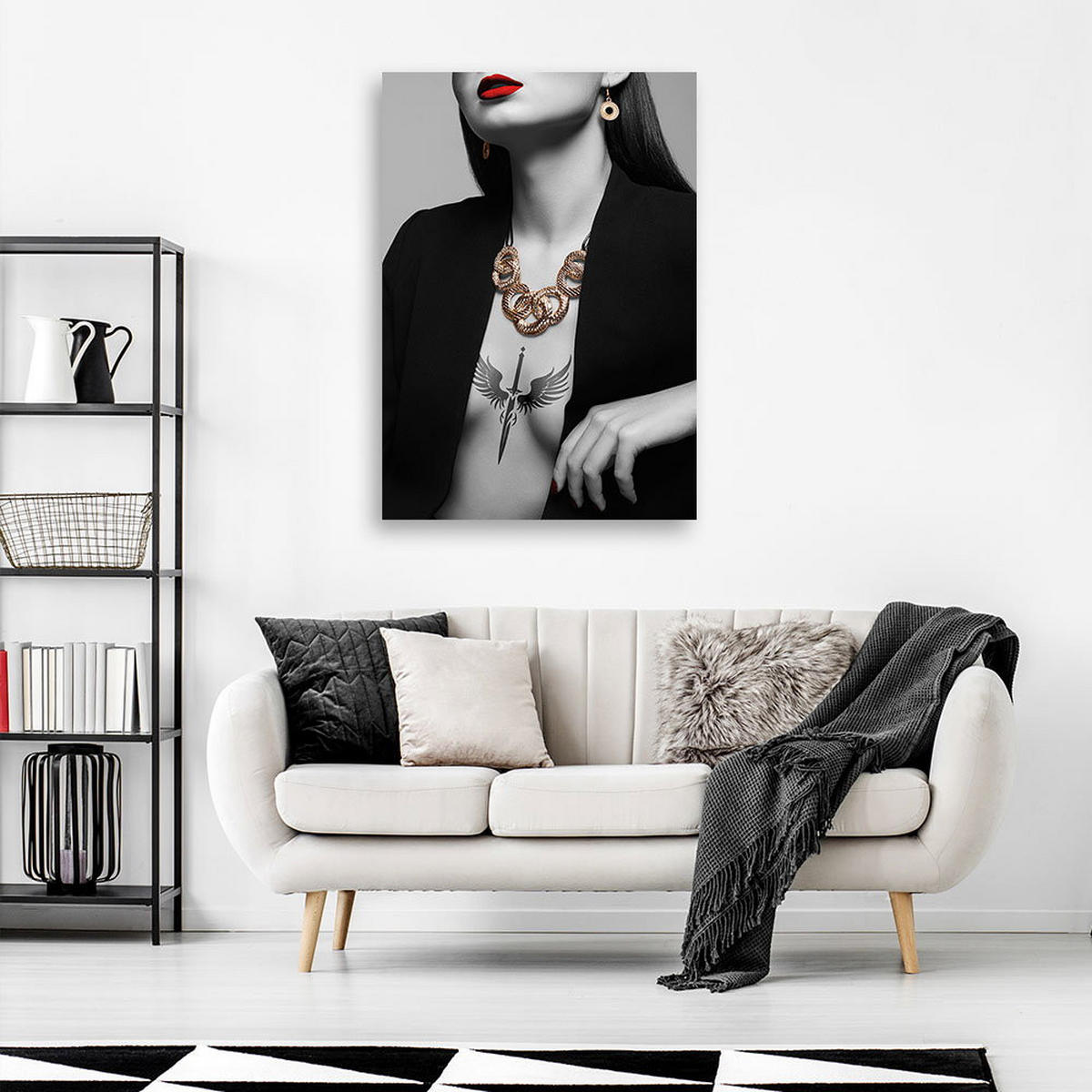 KUNSTDRUCK Schwarz 60/90 cm - Schwarz/Weiß, Textil (60/90cm) - KUNSTLOFT