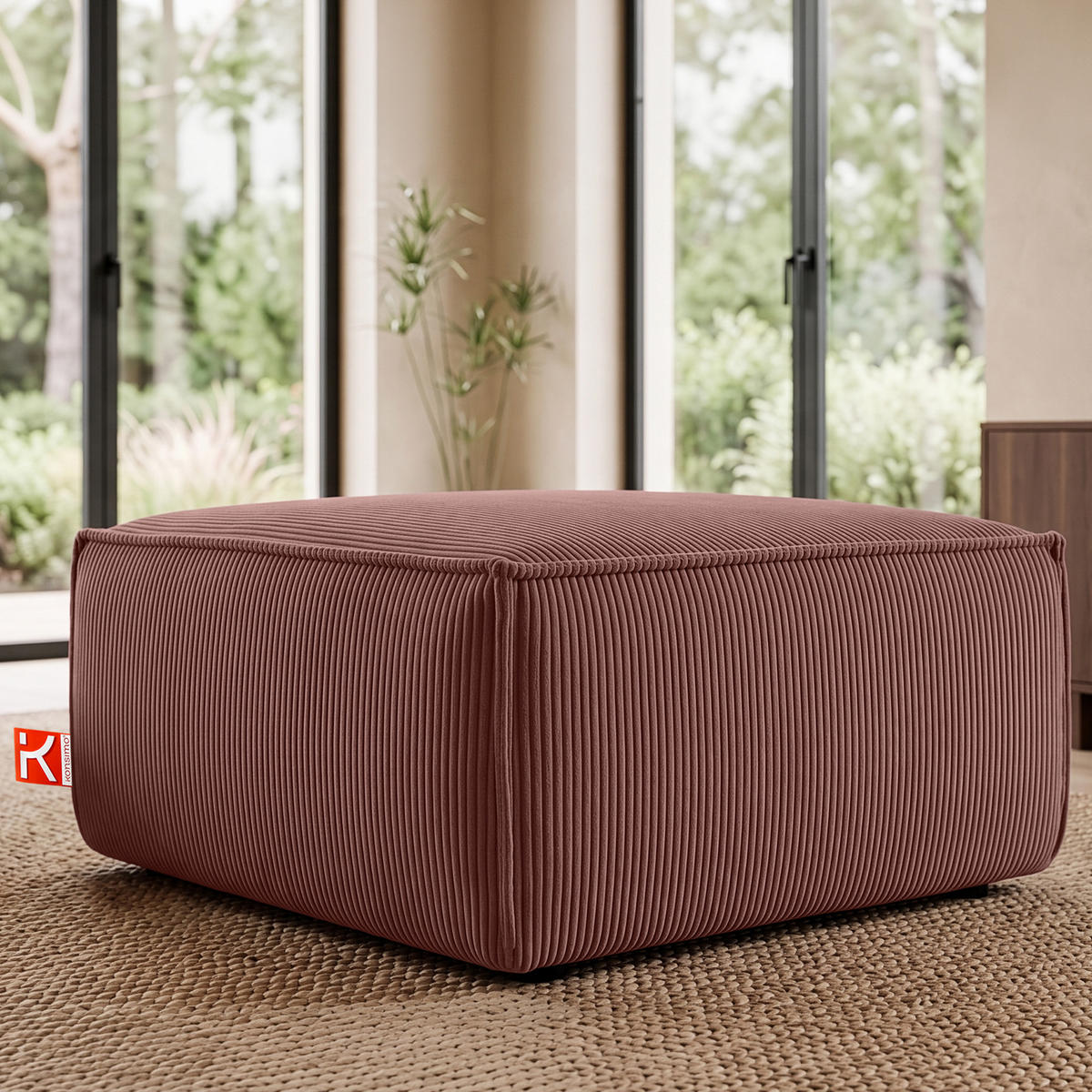 SITZPOUF NAPI gefederte Sitzfläche, rosa - Pink/Schwarz, Textil (83/45/83cm) - KONSIMO®