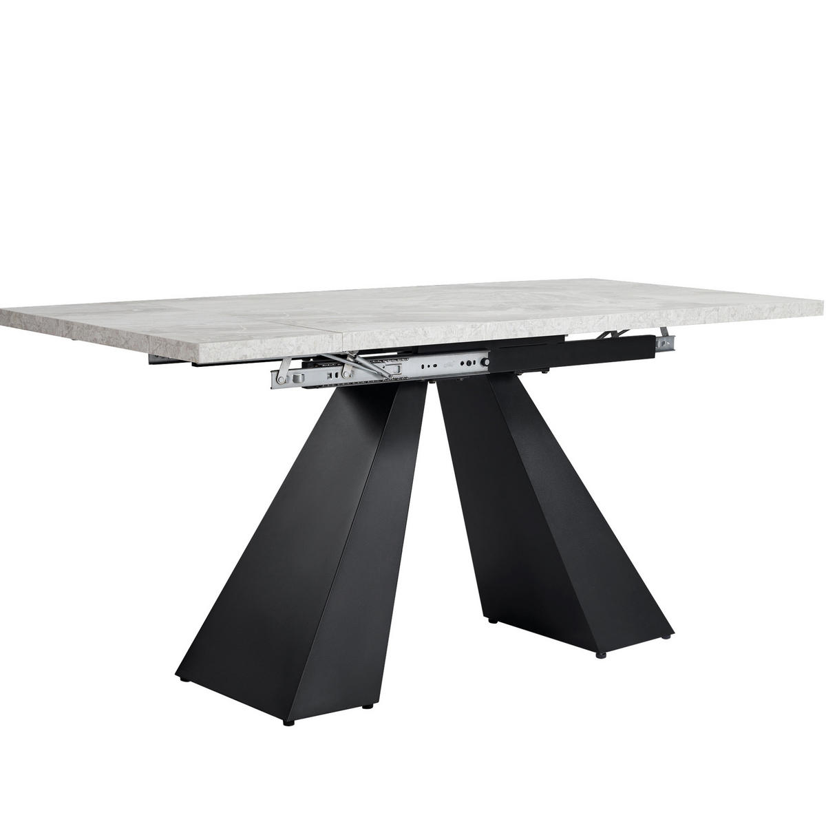ESSTISCH 99-159/74/77 cm in Grau/Schwarz, ausziehbar mit Marmoroptik - Schwarz, Holzwerkstoff (159/74/77cm) - Flora Grace