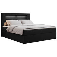BOXBETT GOLD-5 LED 160/200 Schwarz Kunstleder - H3 - Schwarz, Holz/Textil (160/200cm) - MKS