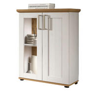 VITRINE weiß Lärche, Eiche Artisan 64 cm, Highboard im Landhaus-Stil - Silberfarben/Schwarz, Holzwerkstoff/Kunststoff (64/88/37cm) - Inn.Furn