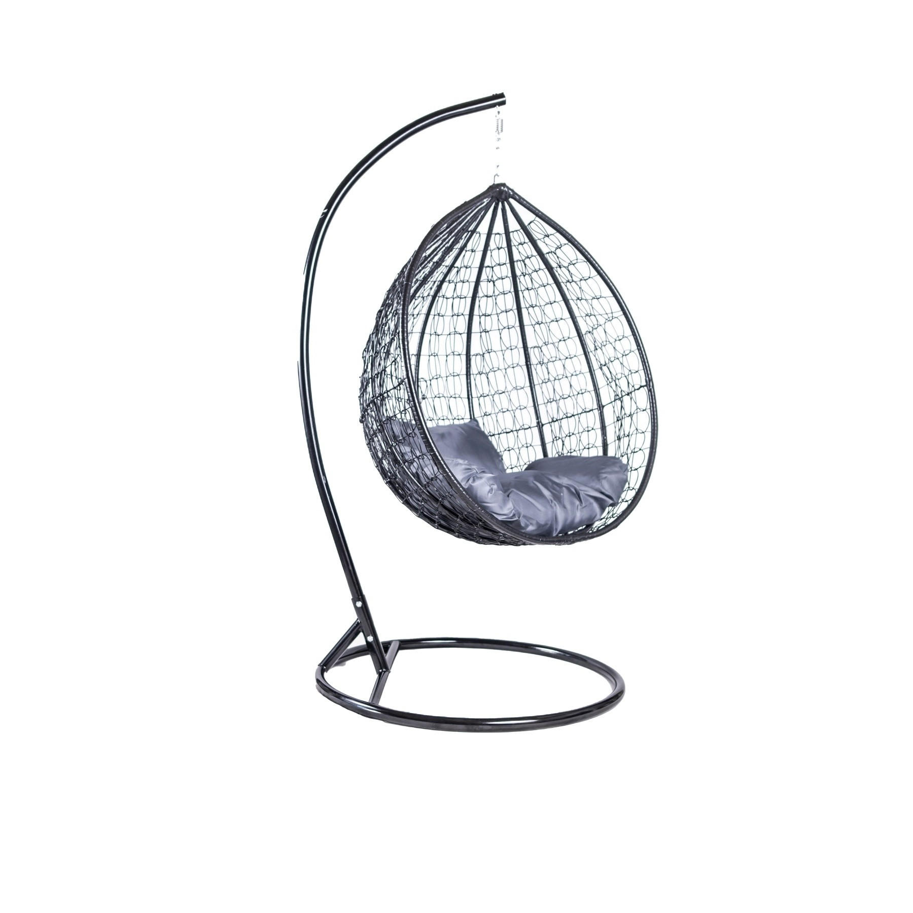 HÄNGESESSEL Cobe Schwarz, Graphit Kissen, Garten Hängesessel Kokon aus Technorattan - Graphitfarben/Schwarz, Kunststoff/Metall (107/198/68cm) - Bettso