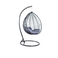 HÄNGESESSEL Cobe Schwarz, Graphit Kissen, Garten Hängesessel Kokon aus Technorattan - Graphitfarben/Schwarz, Kunststoff/Metall (107/198/68cm) - Bettso