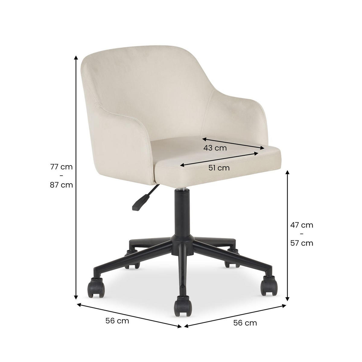 HOME-OFFICE DREHSTUHL OLIVER - Beige, Textil (52/87/56cm) - IDIMEX