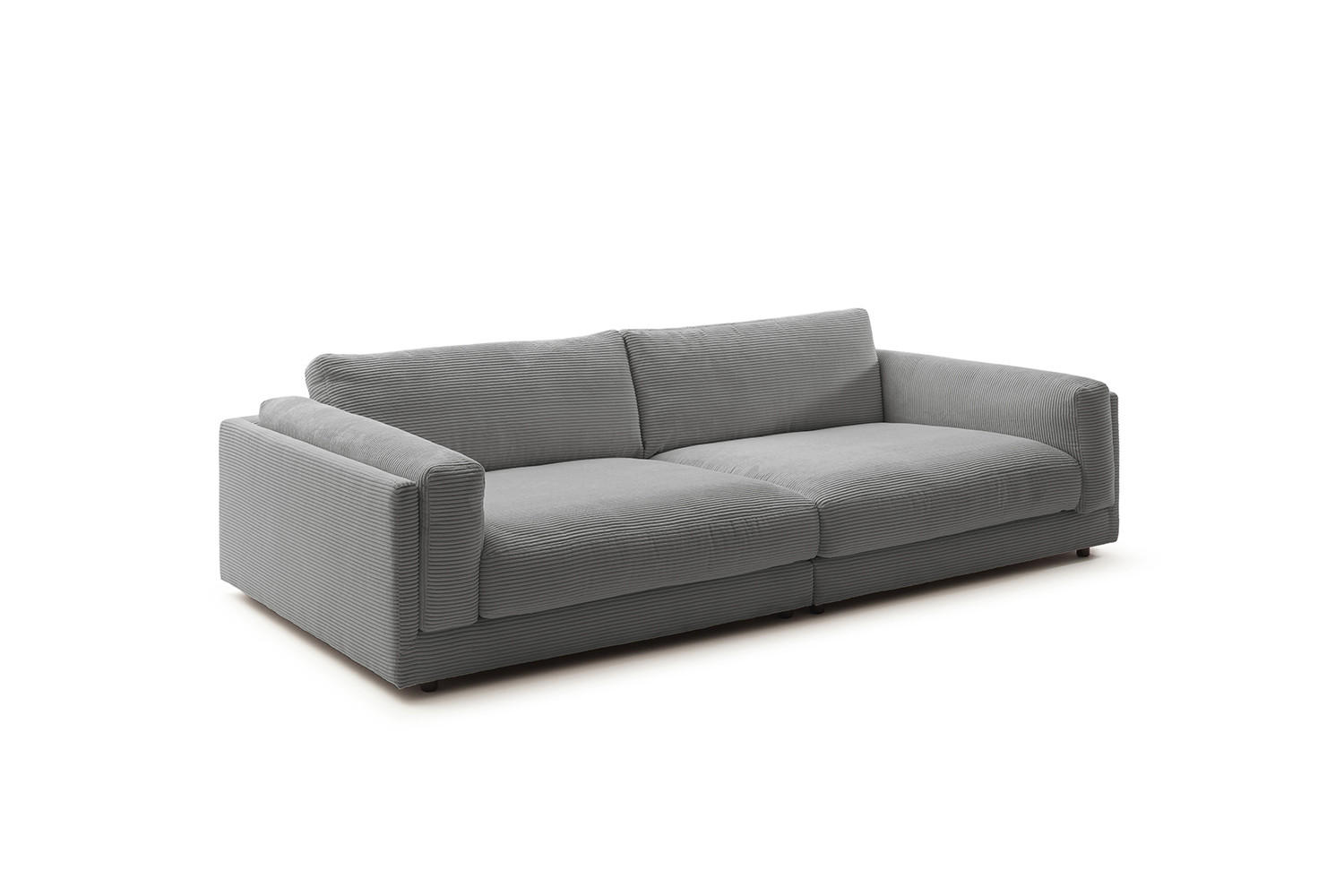 BIG SOFA RAINA Grau Cord - Schwarz/Grau, Kunststoff/Textil (254/85/150cm) - KAWOLA