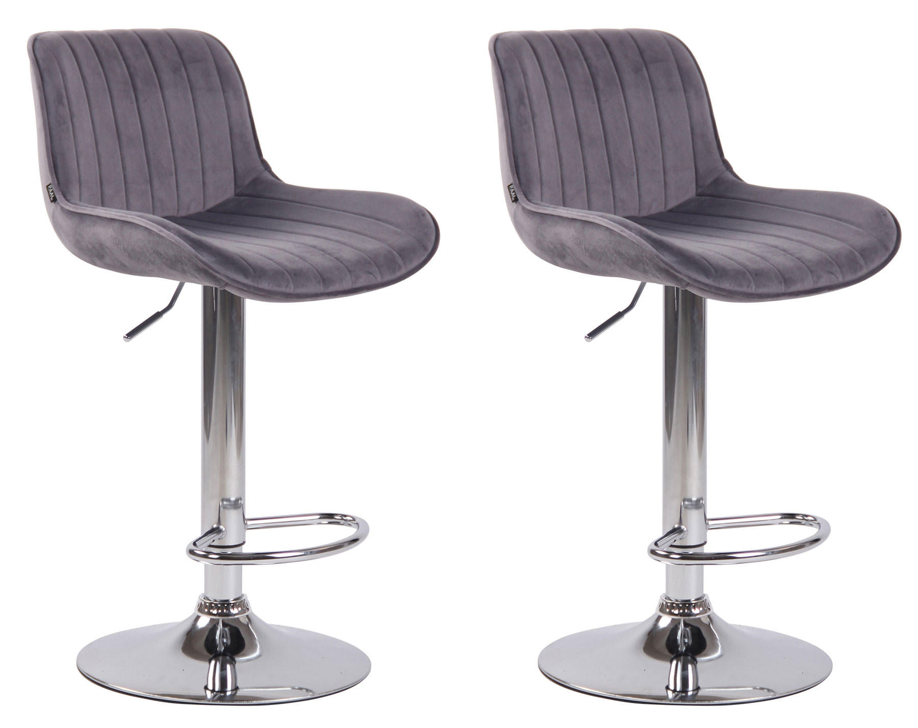 BARHOCKER 2er Set Samt dunkelgrau - Chromfarben/Dunkelgrau, Textil/Metall (50/86/50cm) - CLP