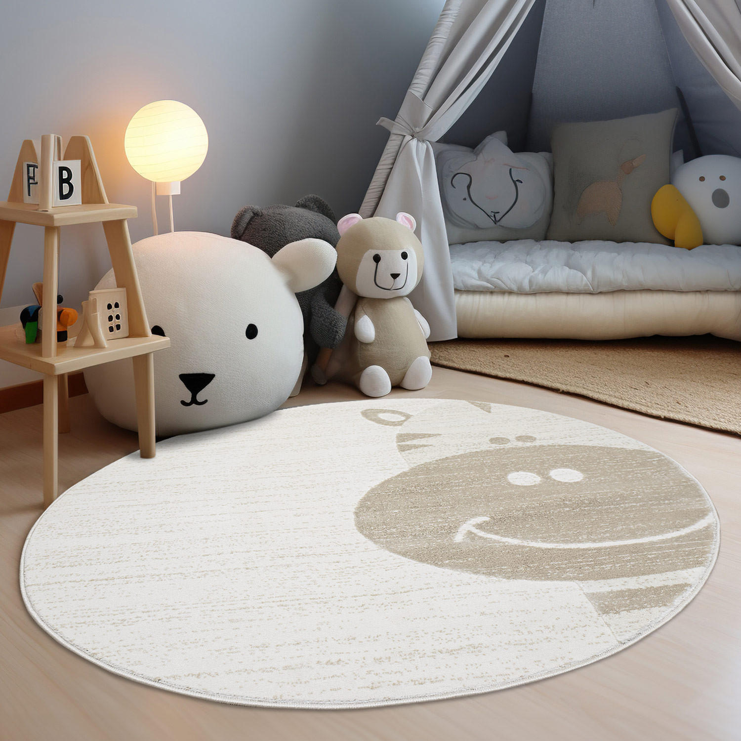 KINDERTEPPICH Mara 715 Creme 120 cm Rund - Beige/Creme, Textil (120/120cm) - carpet city