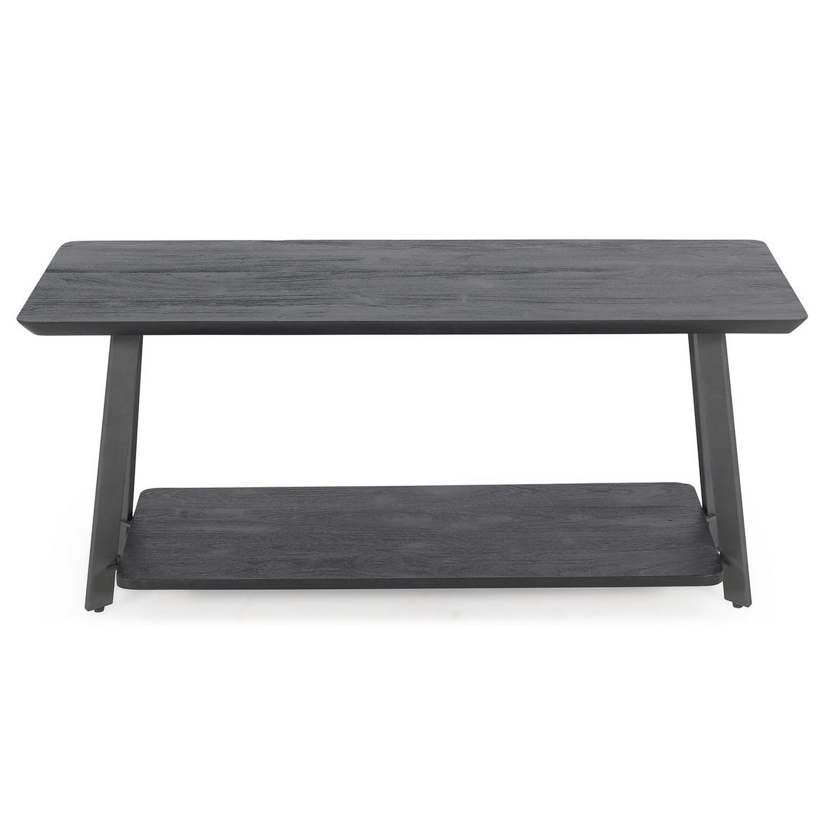 MASSIVE GARDEROBENBANK - Metall / Massivholz Akazie - Akazie Grau / Anthrazit - Akaziefarben/Grau, Holz/Metall (100/45/35cm) - home24