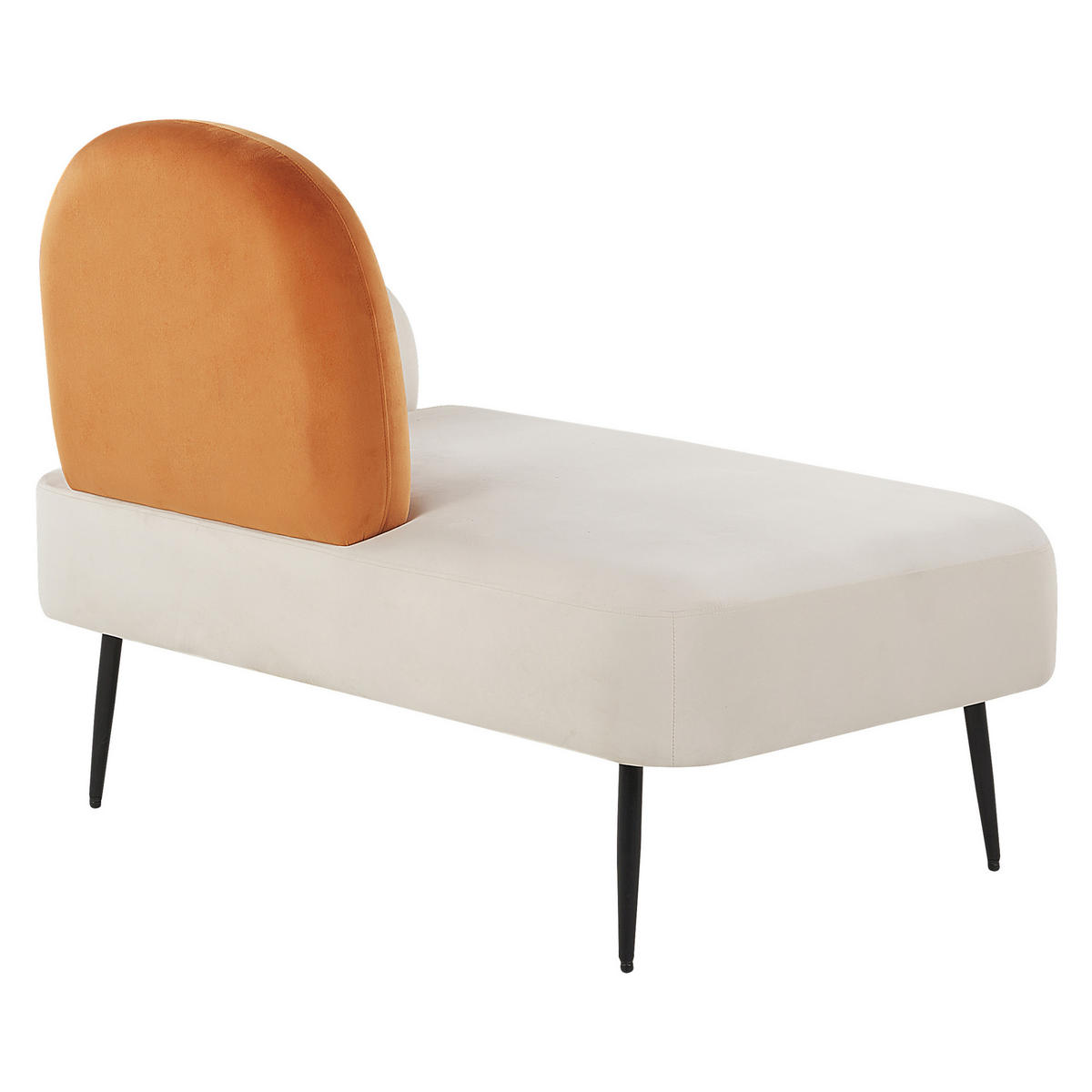 CHAISELONGUE Samtstoff weiß/orange rechtsseitig Arcey - Weiß/Orange, Textil (76/100/120cm) - Beliani